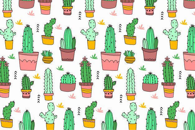 Patrón de cactus dibujados a mano