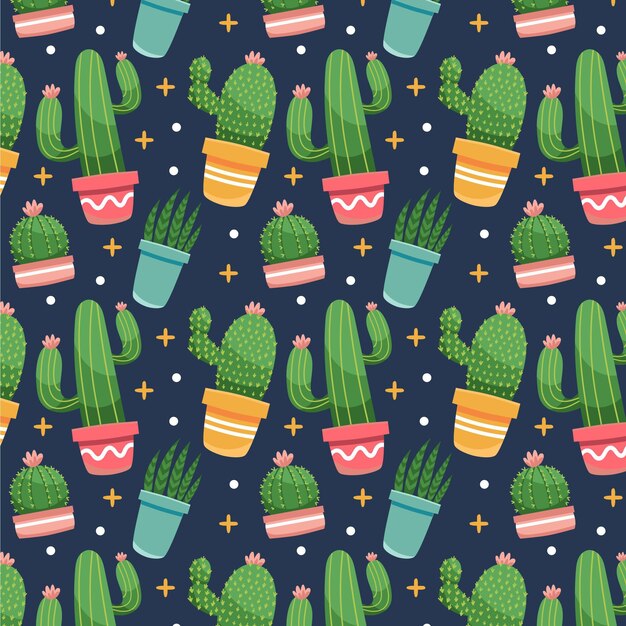 Patrón de cactus de diseño plano