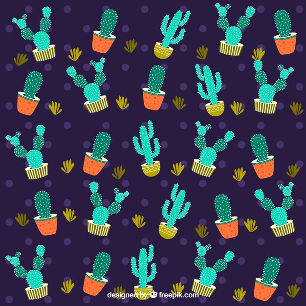 Vector gratuito patrón cactus oscuro