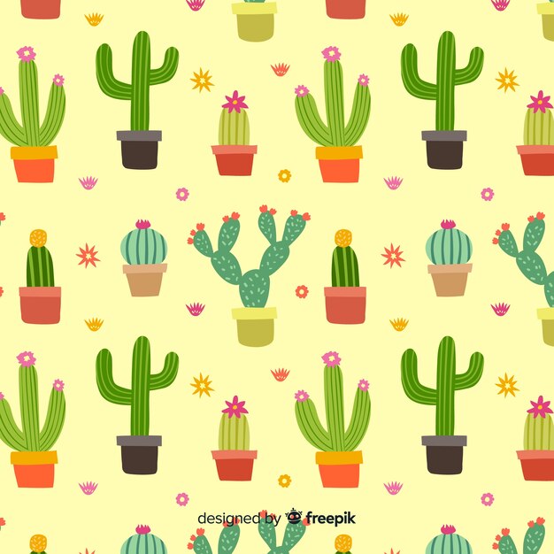 Patrón de cactus plano