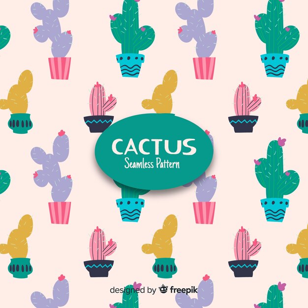 Patrón de cactus plano