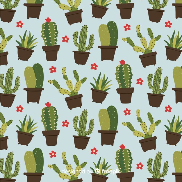 Patrón de cactus plano