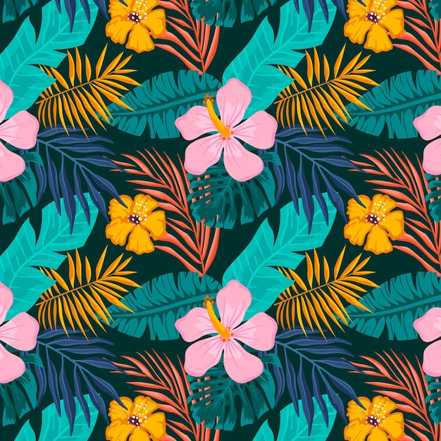 Vector gratuito patrón de camisa hawaiana de diseño plano