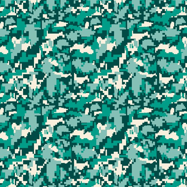 Patrón de camuflaje digital de diseño plano dibujado a mano