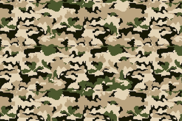 Patrón de camuflaje digital de diseño plano dibujado a mano