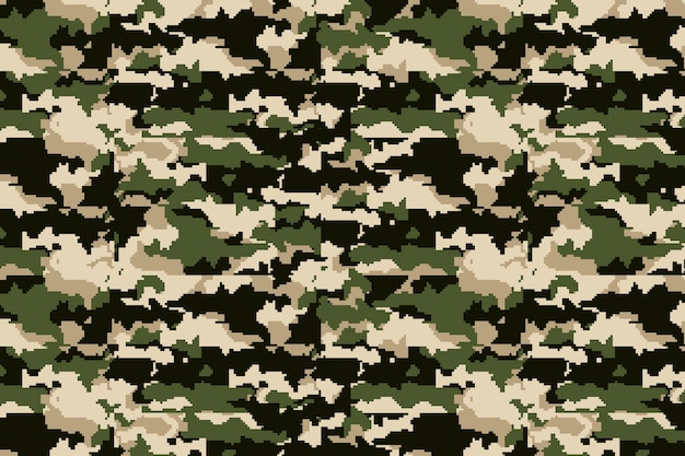 Patrón de camuflaje digital de diseño plano dibujado a mano