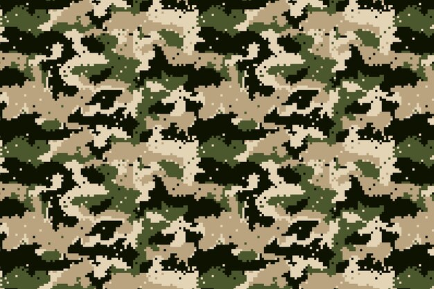 Patrón de camuflaje digital de diseño plano dibujado a mano