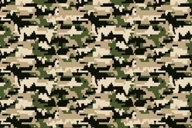 Patrón de camuflaje digital de diseño plano dibujado a mano