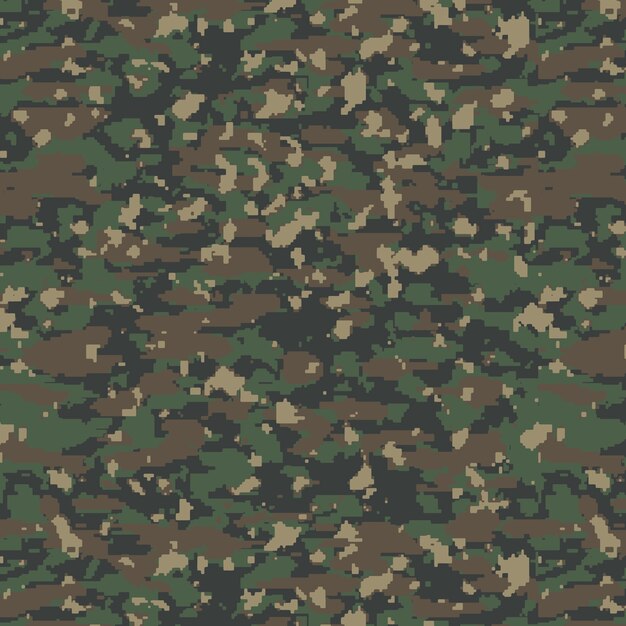 Patrón de camuflaje digital de diseño plano dibujado a mano