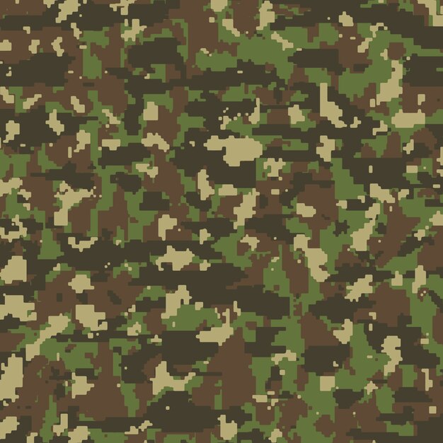 Patrón de camuflaje digital de diseño plano dibujado a mano