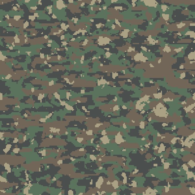 Patrón de camuflaje digital de diseño plano dibujado a mano