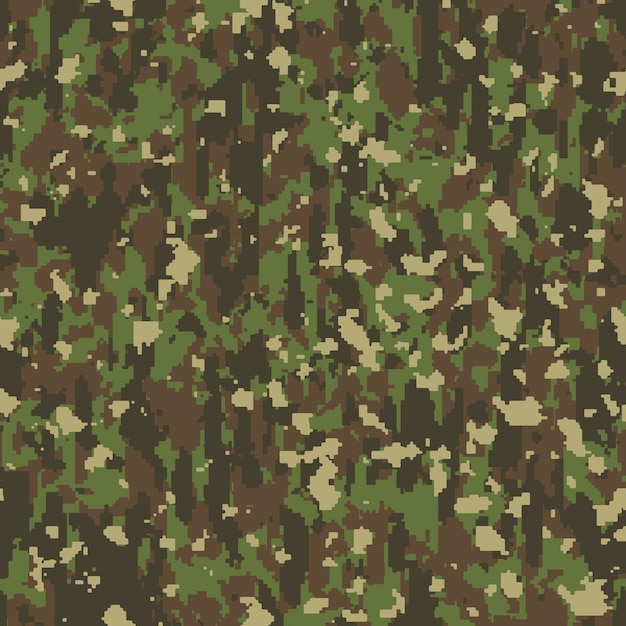 Patrón de camuflaje digital de diseño plano dibujado a mano
