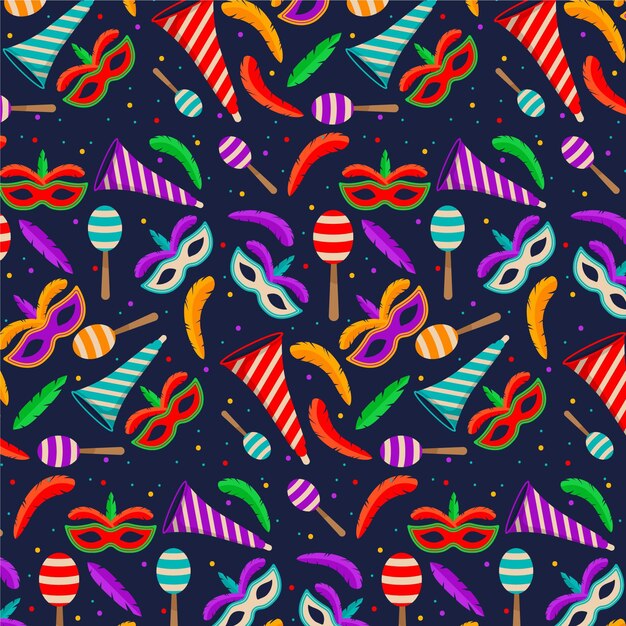 Patrón de carnaval brasileño en diseño plano