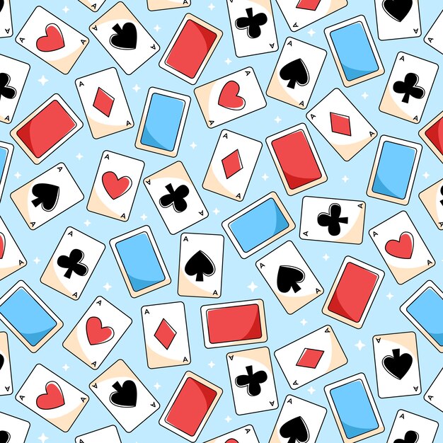 Patrón de cartas de juego dibujadas a mano