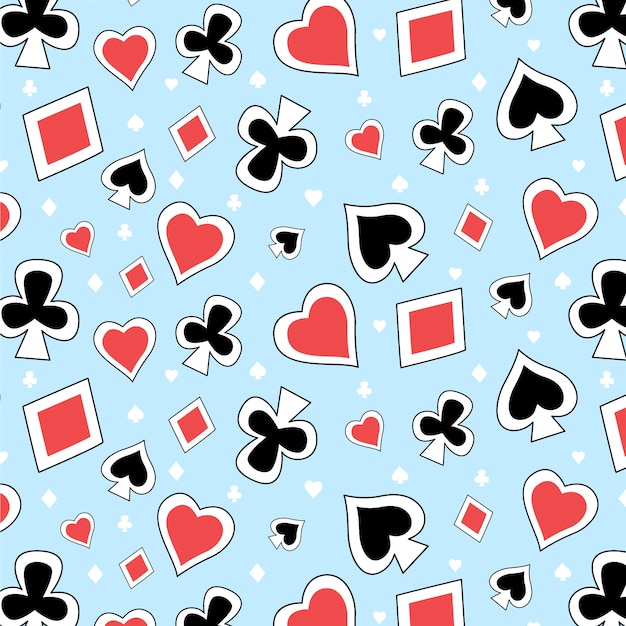 Patrón de cartas de juego dibujadas a mano