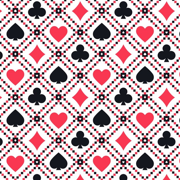 Patrón de cartas de juego de diseño plano