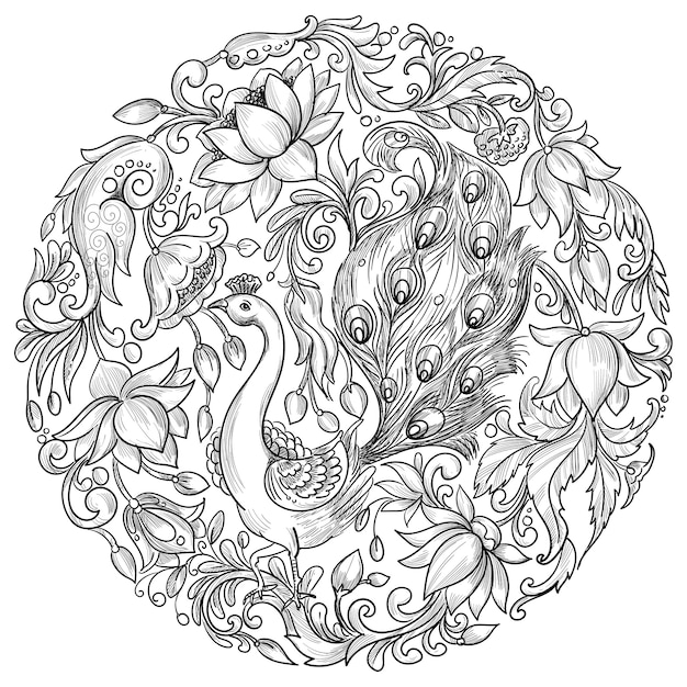 Patrón circular de diseño decorativo mandala.