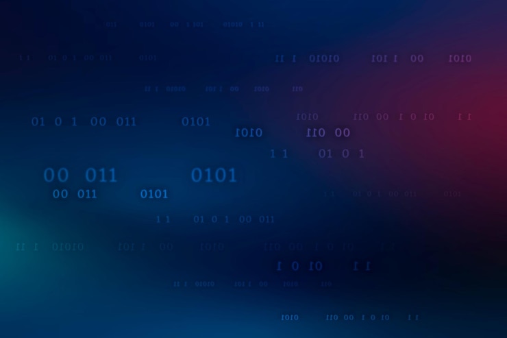 Vector gratuito patrón de código binario sobre fondo azul oscuro
