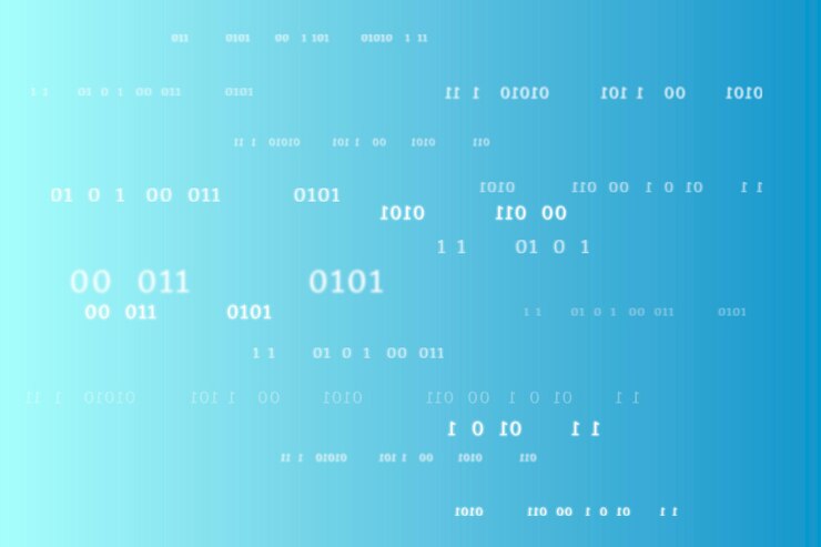 Vector gratuito patrón de código binario sobre fondo azul