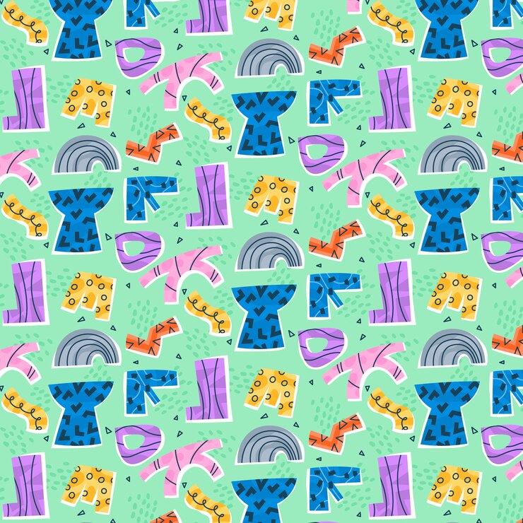 Vector gratuito patrón de collage recortado dibujado a mano