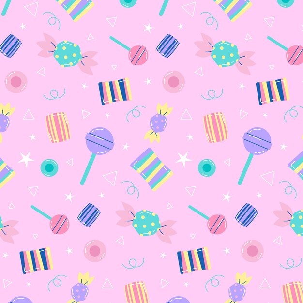 Patrón de color pastel de caramelo de diseño plano