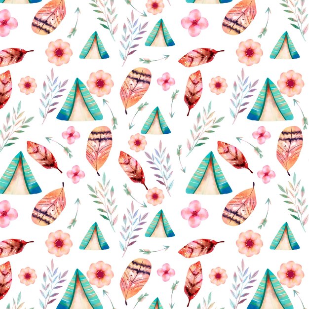 Patrón de colores acuarela boho