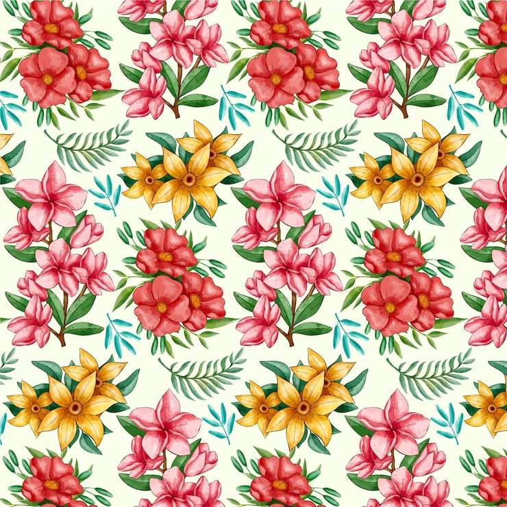 Vector gratuito patrón de colores florales acuarela