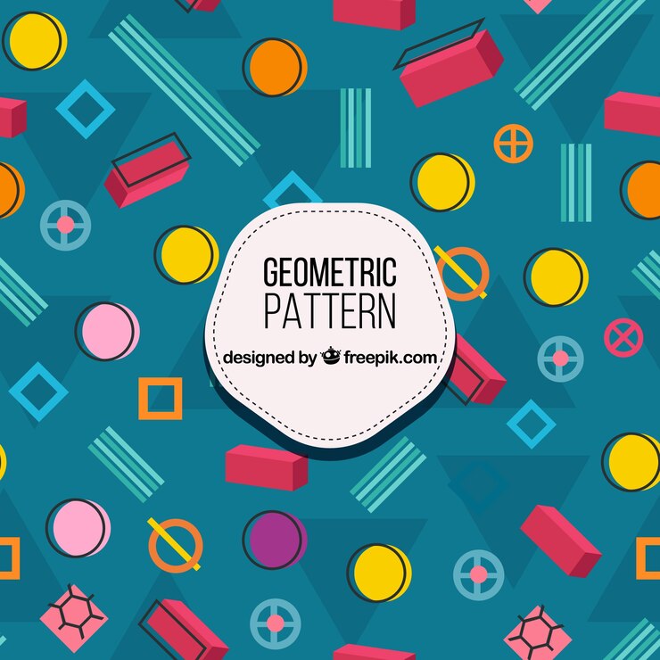 Vector gratuito patrón colorido con formas geométricas dibujadas a mano