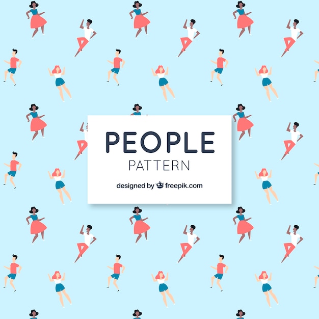 Vector gratuito patrón colorido de gente con diseño plano