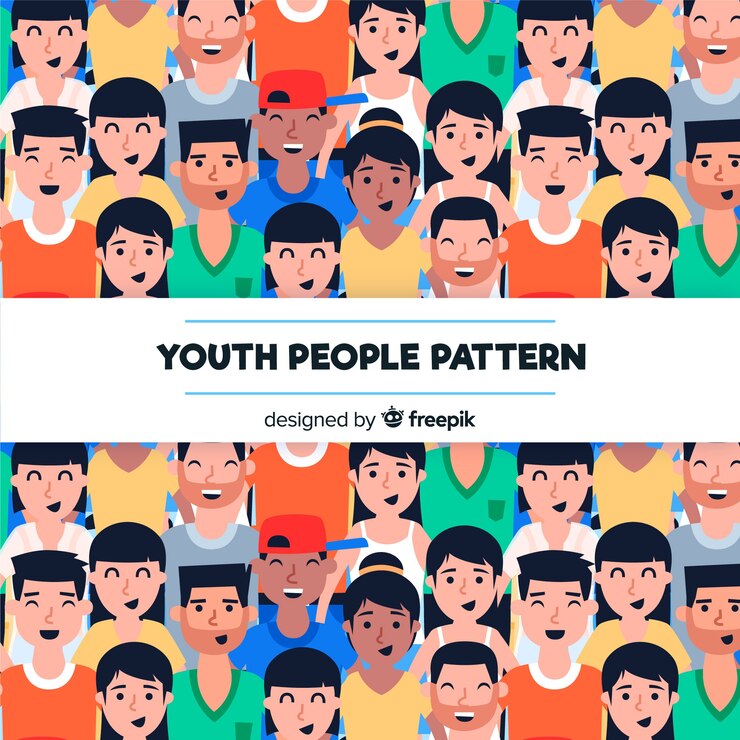 Vector gratuito patrón colorido de gente joven
