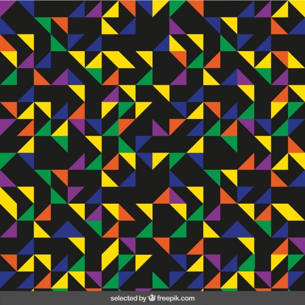 Vector gratuito patrón colorido hecho con triángulos en fondo negro