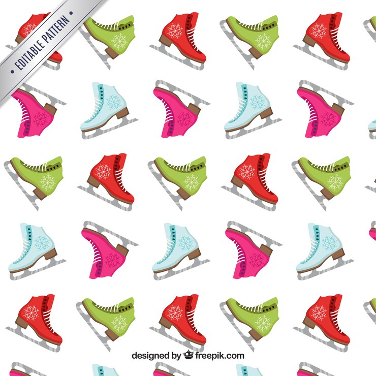 Vector gratuito patrón colorido de patinaje sobre hielo