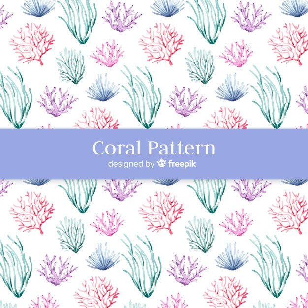 Patrón coral acuarela