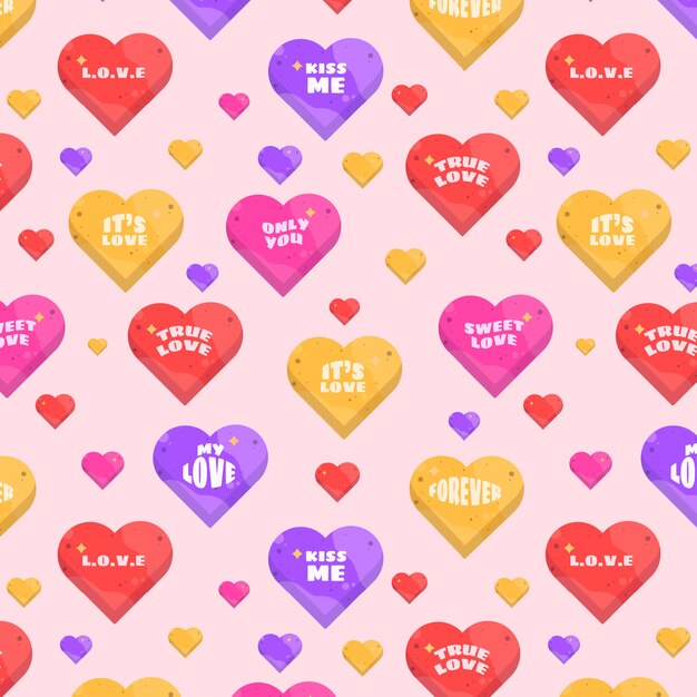 Patrón de corazones de conversación dibujados a mano