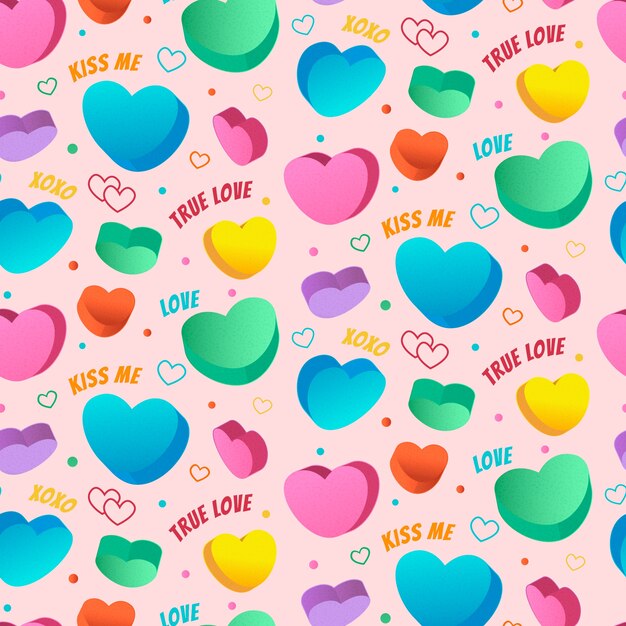 Patrón de corazones de conversación de diseño plano dibujado a mano