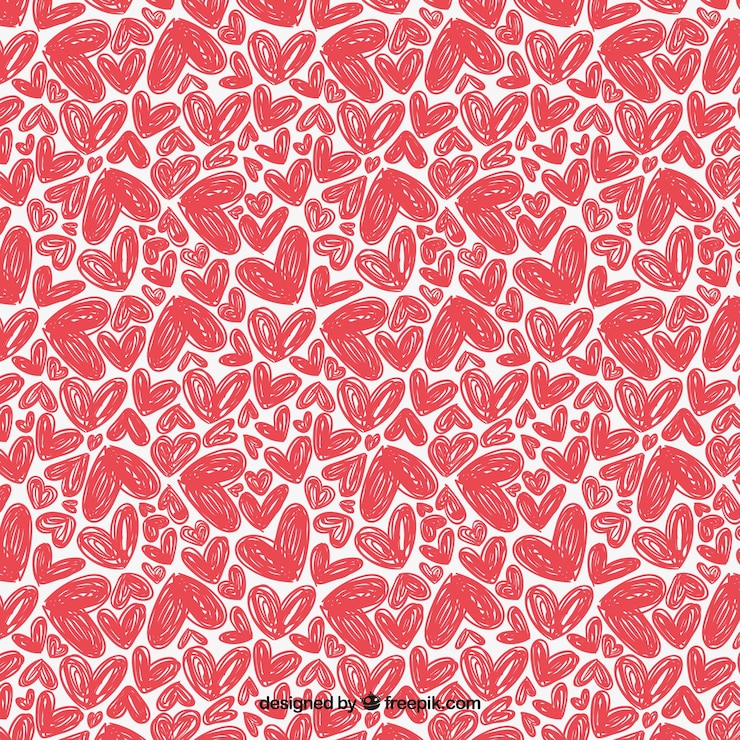 Vector gratuito patrón con corazones dibujados a mano