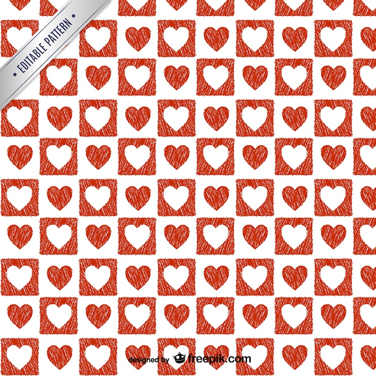 Vector gratuito patrón de corazones rojos y blancos