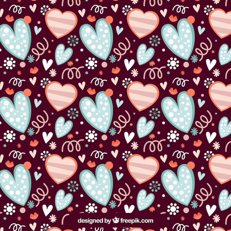 Vector gratuito patrón de corazones vintage
