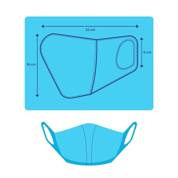 Vector gratuito patrón de costura de mascarilla