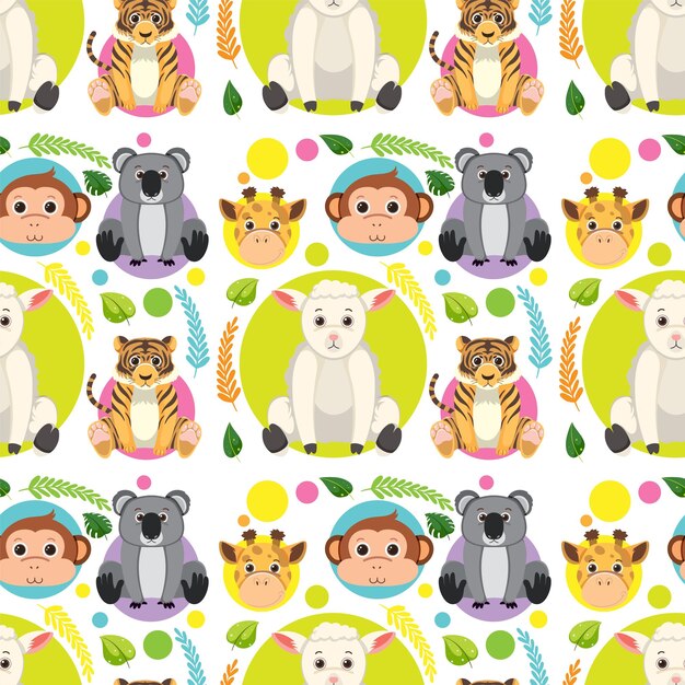 Patrón sin costuras de animales lindos