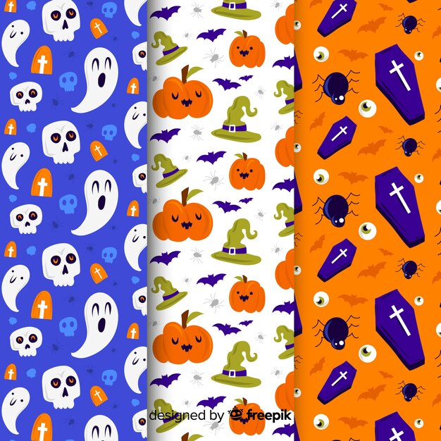 Patrón sin costuras de Halloween con decoración tradicional
