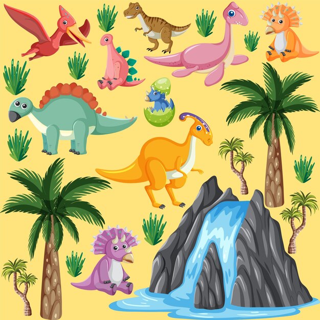 Patrón sin costuras lindo dinosaurio