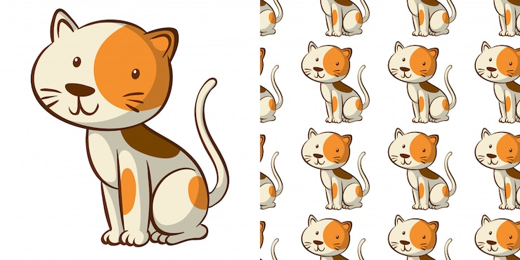 Vector gratuito patrón sin costuras con lindo gato