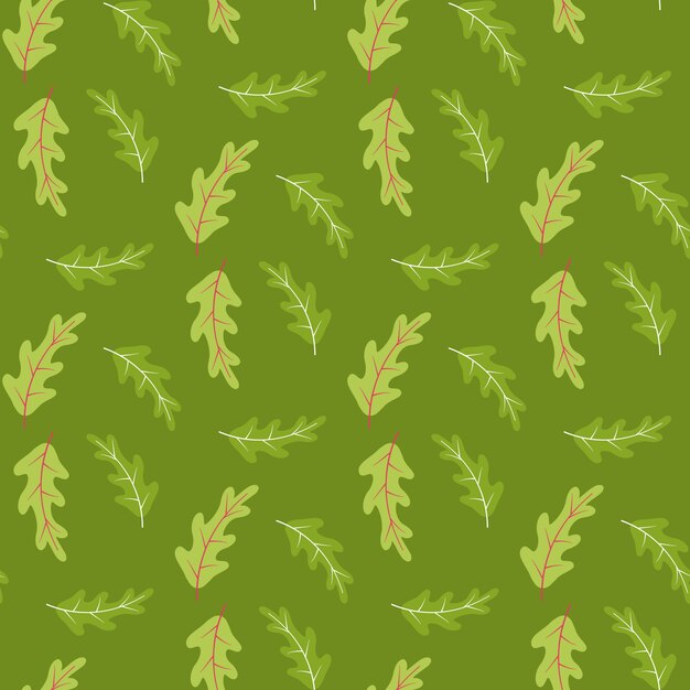 Patrón sin costuras de verano con hojas de roble en tonos verdes