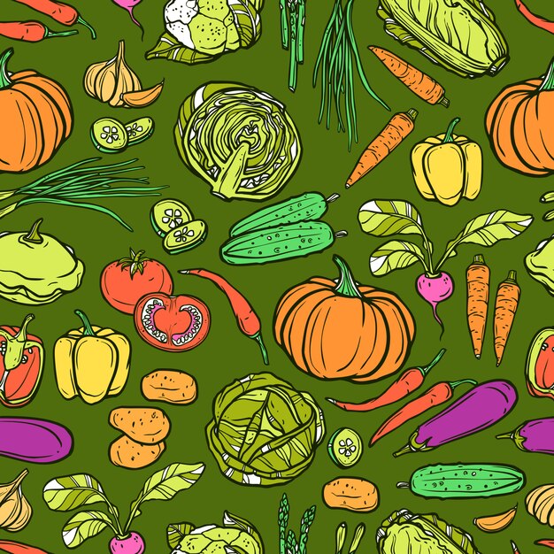 Patrón sin costuras de verduras