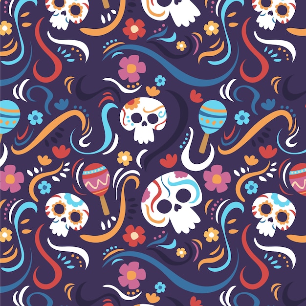 Vector gratuito patrón creativo del día de los muertos