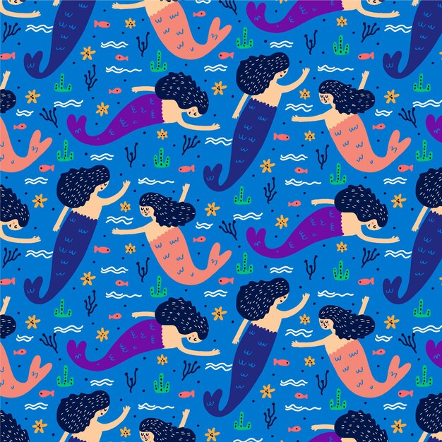Patrón creativo de personajes de sirena