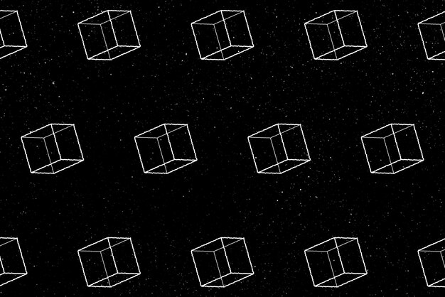 Patrón cúbico geométrico 3D sin costuras en un vector de diseño de fondo negro