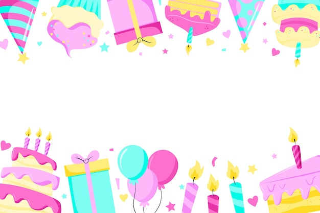 Patrón de cumpleaños de diseño plano