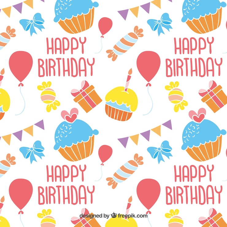 Vector gratuito patrón de cumpleaños feliz colorido